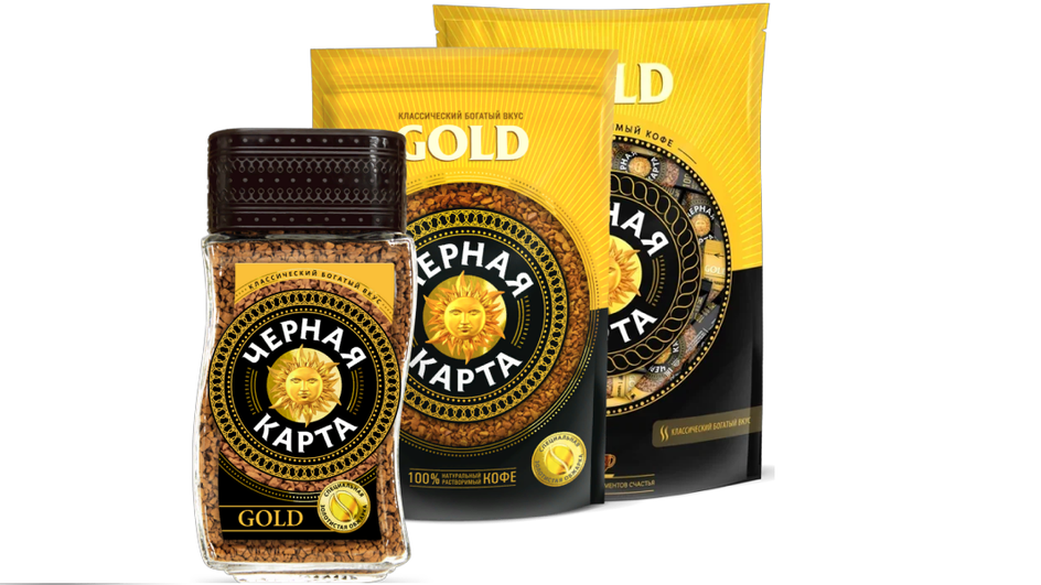 Банка и пакеты кофе «Черная карта Gold»