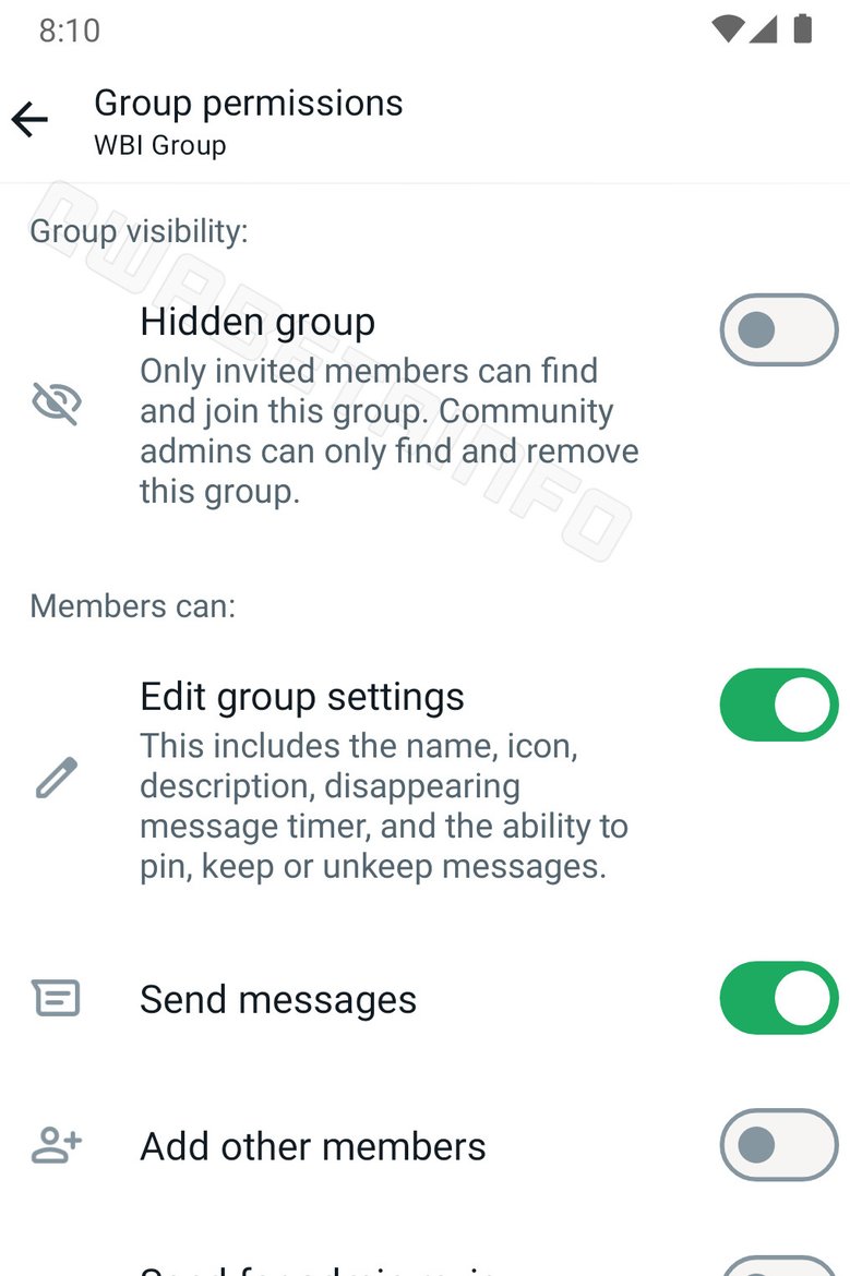 «Скрытые группы» в WhatsApp. Источник: WaBetaInfo