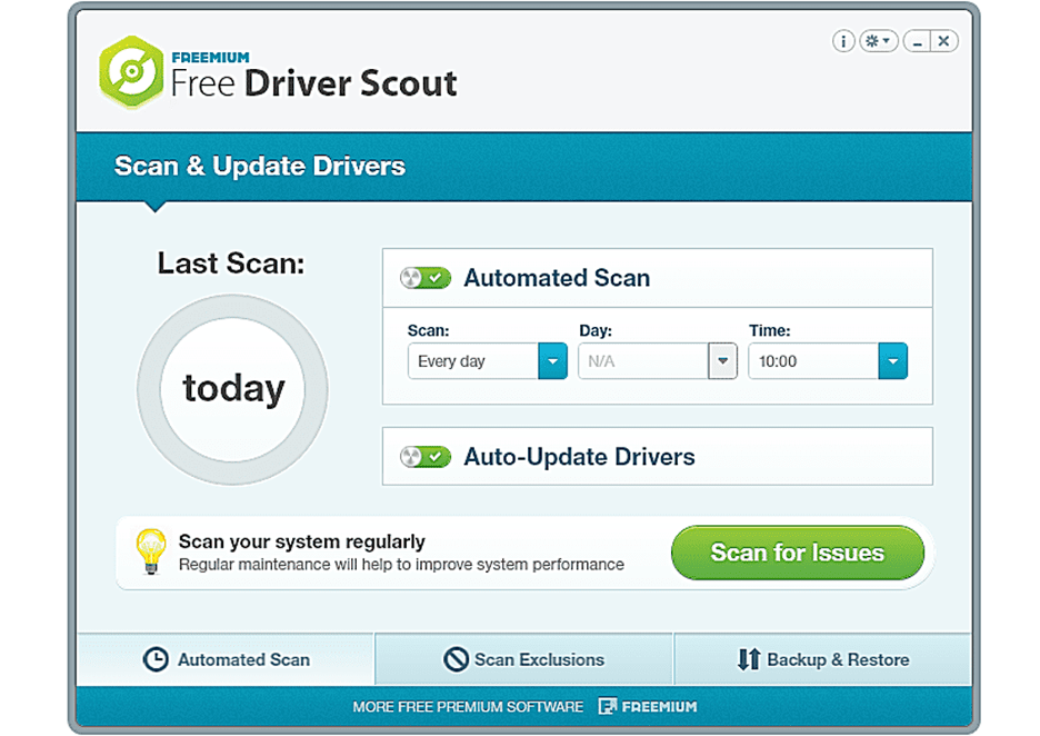 Скриншот окна программы Free Driver Scout