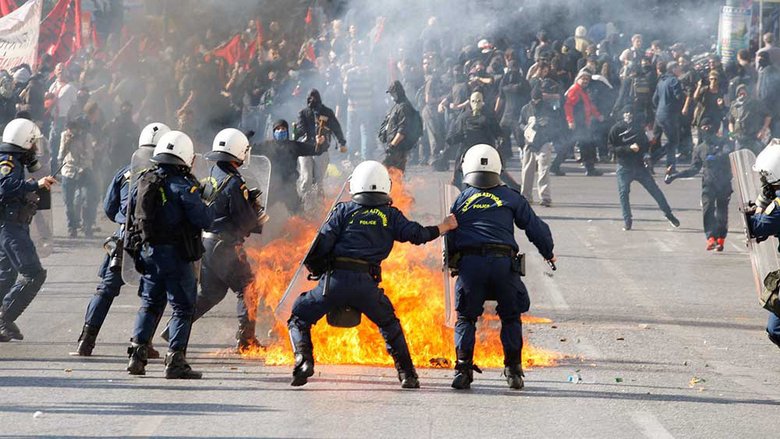 Беспорядки в Греции в 2015 году. Фото: Alamy