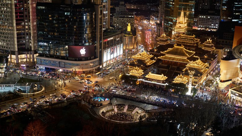 Расположение Apple Jing’an Store в центре Шанхая