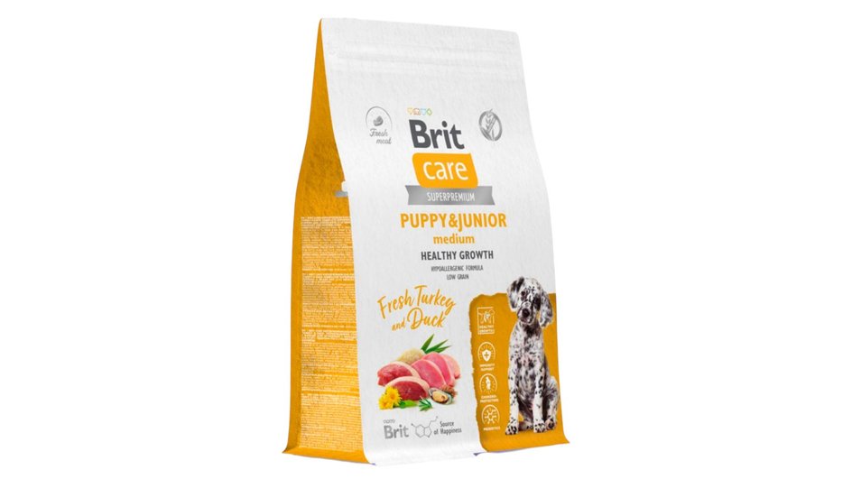 Корм для щенков BRIT CARE Dog Puppy&Junior M Healthy Growth