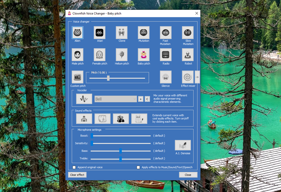 Скриншот окна программы Clownfish Voice Changer