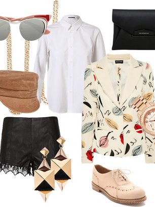 Slide image for gallery: 2607 | Рубашка - Jil Sander, 15 015 рублей; блейзер - Sonia Rykiel, 57 050 рублей; броги - The Office of Angela Scott, 19 940 рублей; клатч - Givenchy, 39 415 рублей; кулон - Mallarino, 9800 рублей; очки - Prada, 12 565 рублей; сер