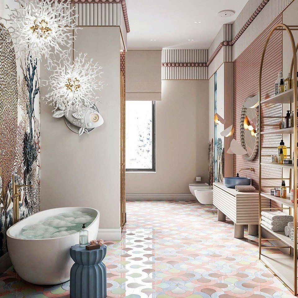 Вместо «кабанчика»: 8 ванных комнат с красивой плиткой