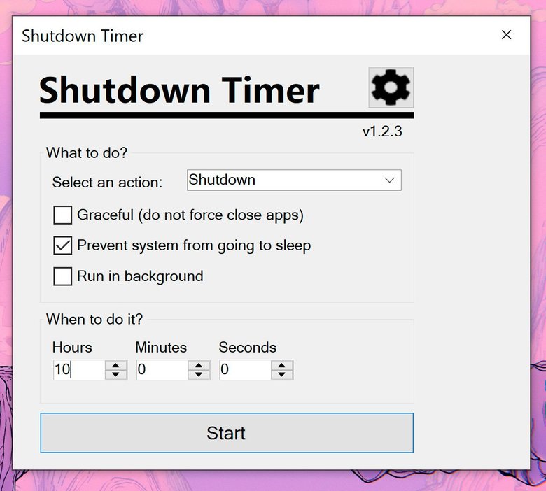 Скриншот окна Shutdown Timer на ноутбуке