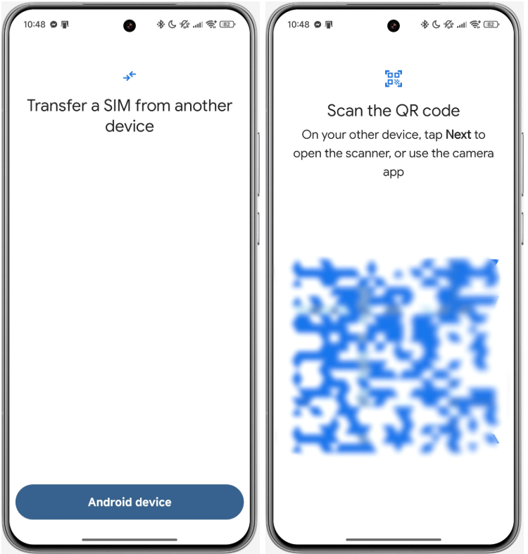 перенос eSIM на Android-смартфонах скриншоты