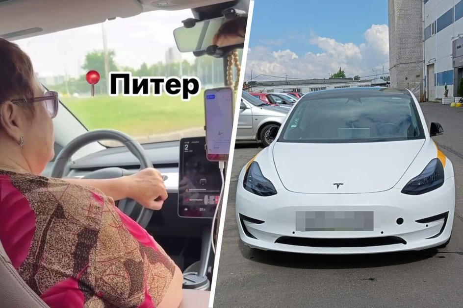 В Петербурге пенсионерка таксует на электромобиле Tesla