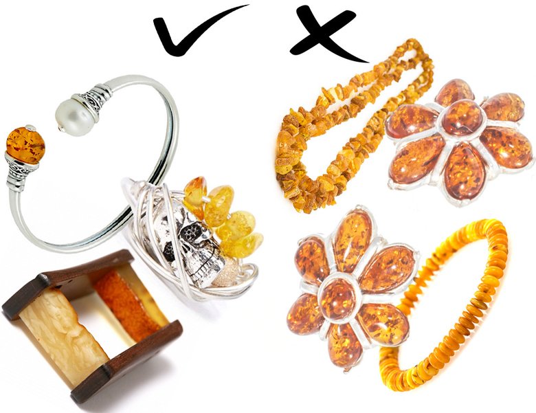 Прямоугольное кольцо из дерева и янтаря, Kao Lin (Poison drop), 4 000 руб.; браслет из серебра и янтаря Be jeweled, 8 232 руб.; кольцо с янтарем и серебром Kat & Bee, 4 318 руб. 