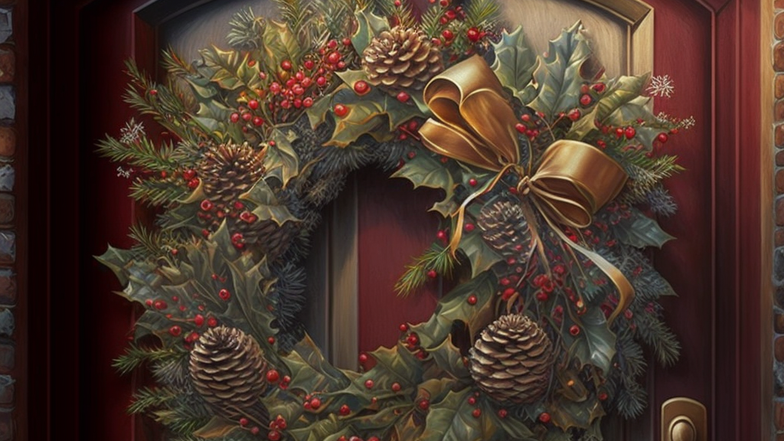 karakat_christmas_wreath_on_the_door_photorealistic_photo_detai_9ca9bbd4-ed8b-4867-8752-19c5d856b452.png