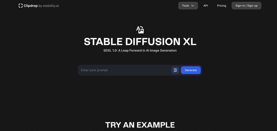 Интерфейс Stable Diffusion на Clipdrop.