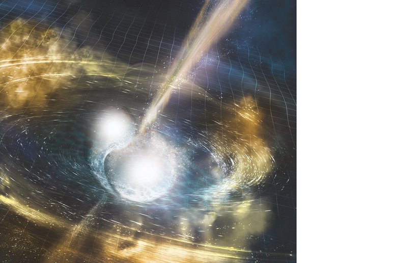 Иллюстрация слияния двух пульсаров. Источник: ligo.caltech.edu