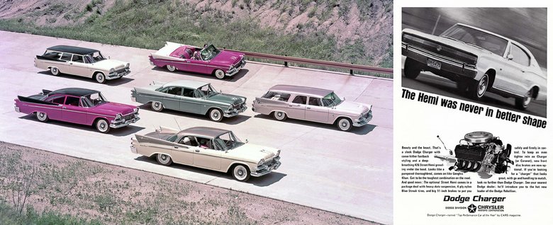 Модельная линейка Dodge Royal 1958 года — эра Детройтского барокко в самом зените. А вот 1960-е для компании прошли уже под знаком muscle-каров
