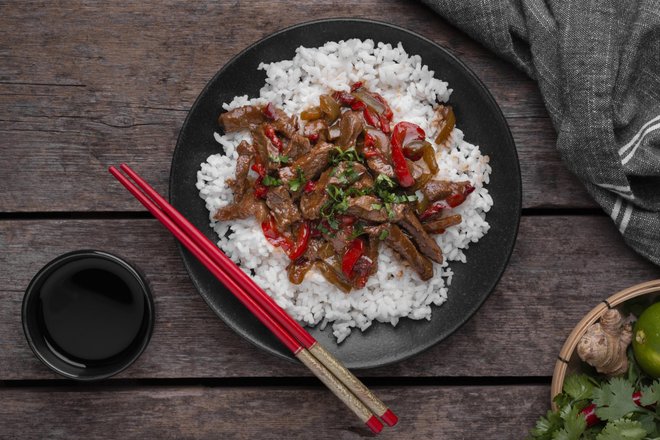 Курица в соусе терияки с рисом