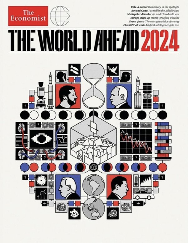 Обложка-ребус The Economist удивила соцсети: в ней нашли предсказание на 2024 год
