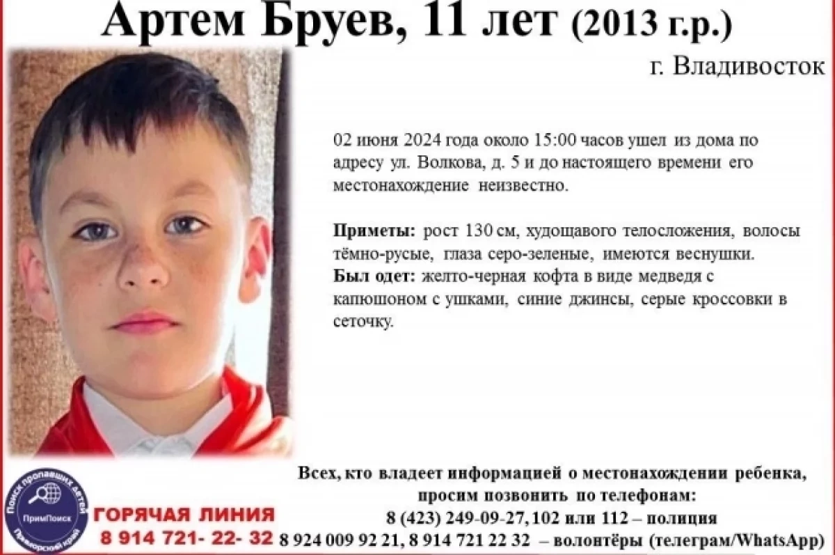 Во Владивостоке пропал 11-летний мальчик в кофте в виде медведя - Новости  Mail.ru