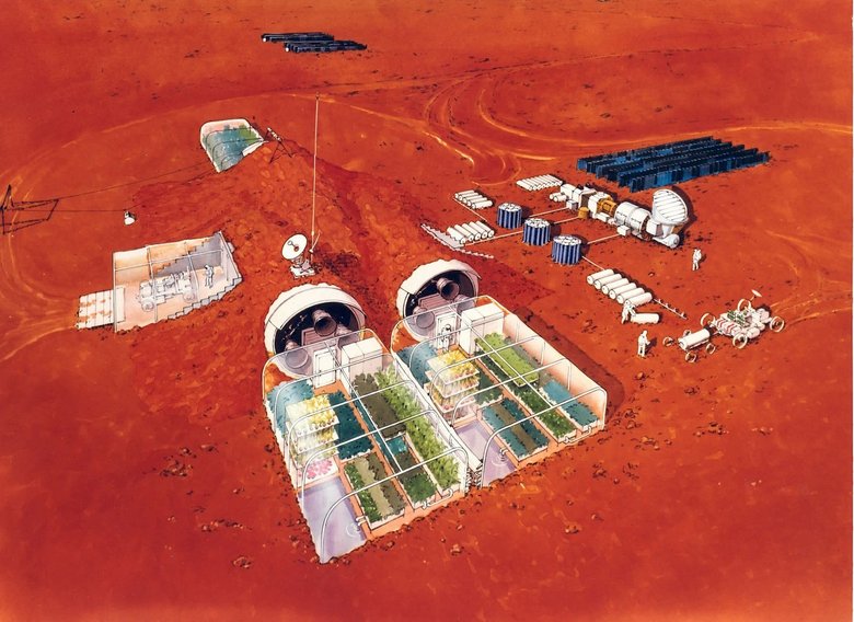Большинство проектов базы для проживания на Марсе задумывались как подземные. Изображение: Wikipedia