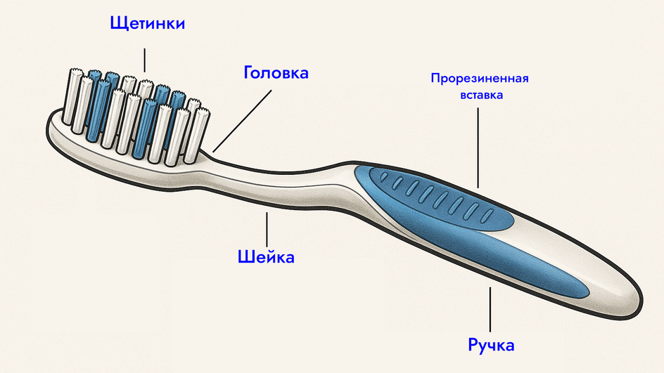 Устройство зубной щетки Устройство зубной щетки