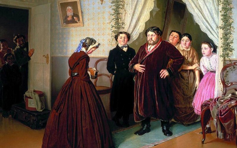 В.Г. Петров «Приезд гувернантки в купеческий дом», 1866 г.