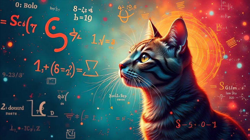Кот на фоне формул Кот на фоне формул