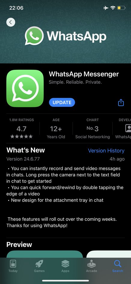В App Store вышло обновление WhatsApp для iOS 24.6.77