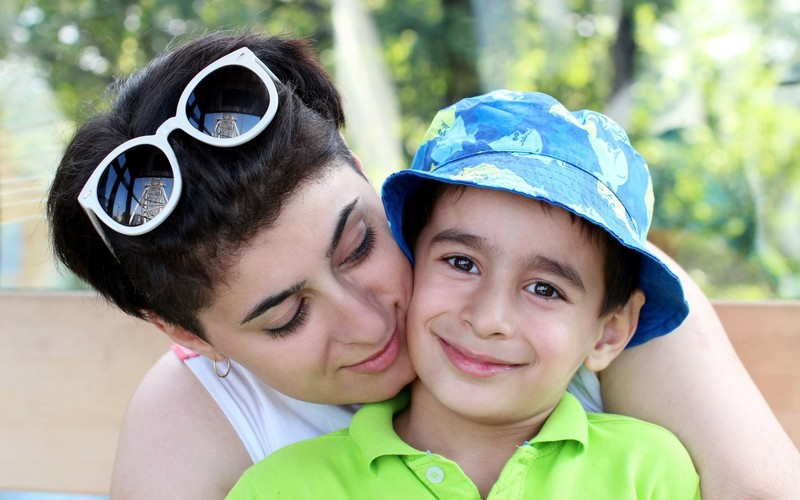 На колесе обозрения в парке Горького с сыном Гасаном, лето 2013 года