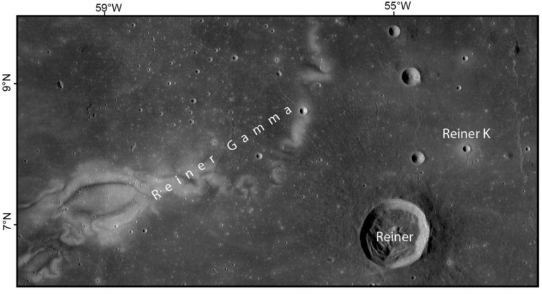 Лунный водоворот Рейнер Гамма. Фото: NASA LRO/NAC/Rüsch et al., JGR Planets, 2024