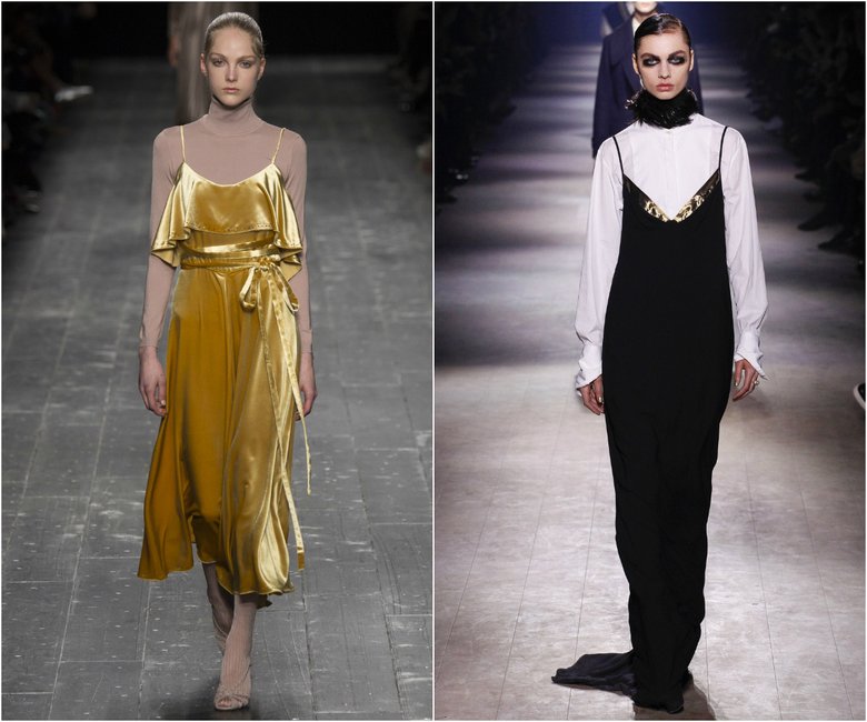 Слева: показ коллекции Valentino (Неделя моды в Париже); справа: показ коллекции Dries Van Noten (Неделя моды в Париже)  