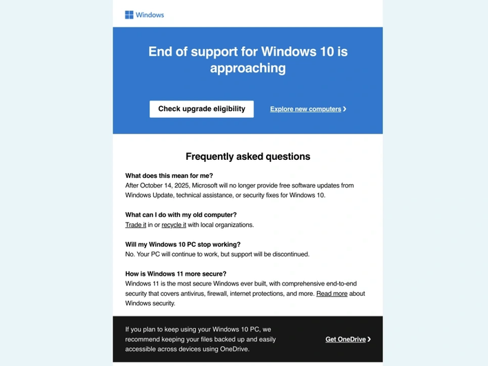 письмо Microsoft письмо Microsoft