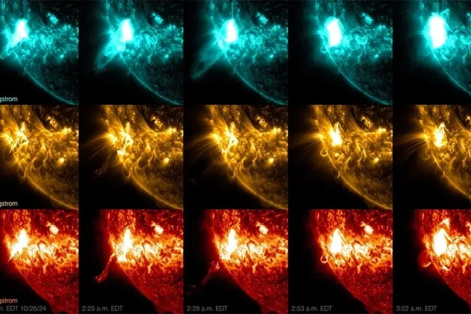 Снимки показывают солнечную активность 26 октября 2024 года.