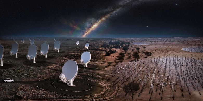 Одна часть приборов обсерватории будет расположена в Африке, другая — в Австралии. Фото: SKAO