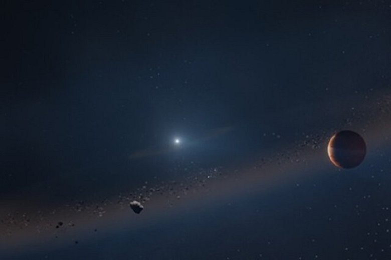 Изображена недавно обнаруженная юпитероподобная экзопланета, вращающаяся вокруг белого карлика, или мертвой звезды. Фото: W. M. Keck Observatory/Adam Makarenko