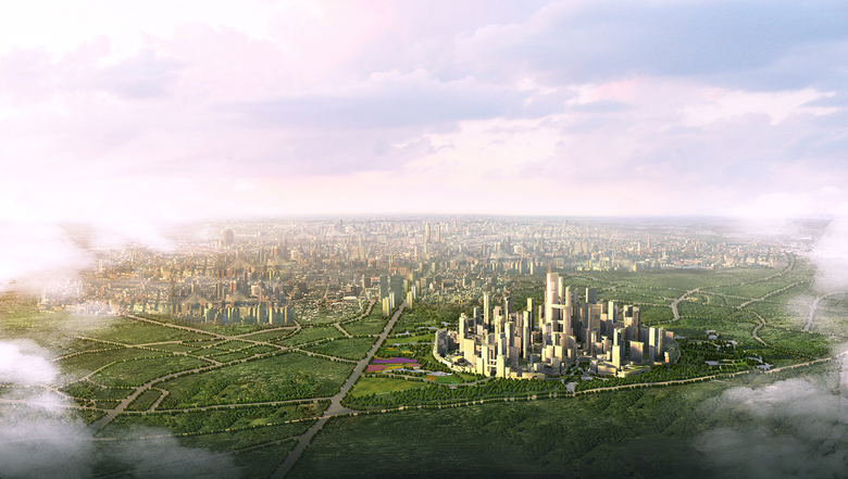 Great City — небольшой технологичный город среди зелени, находящийся при этом рядом с мегаполисом. Фото: Smithgill