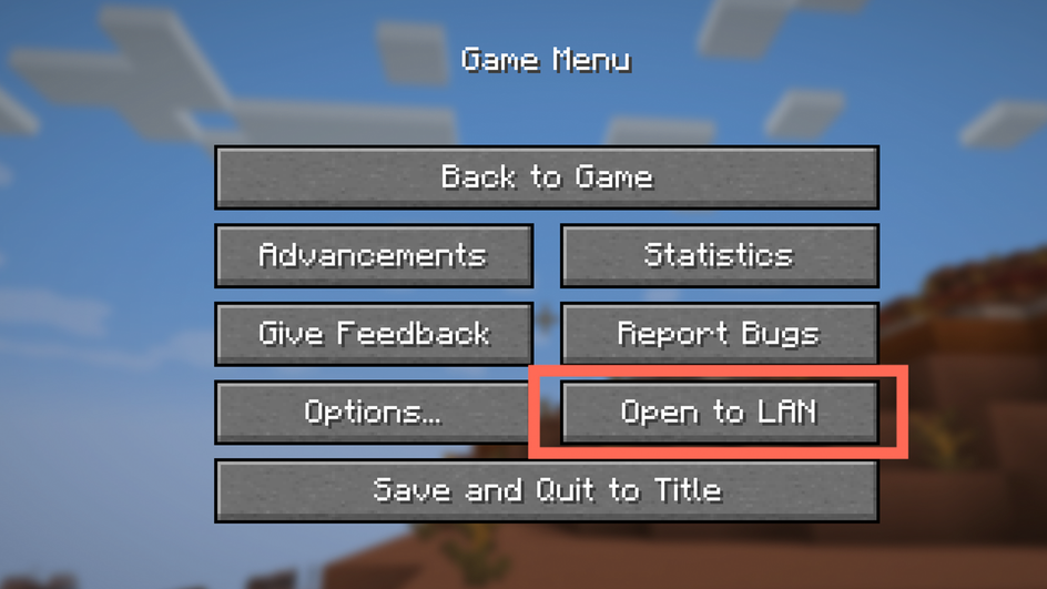 Окно меню игры Minecraft Окно меню игры Minecraft