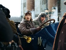 Иван Янковский и Юра Борисов на съемках фильма «Битва моторов»