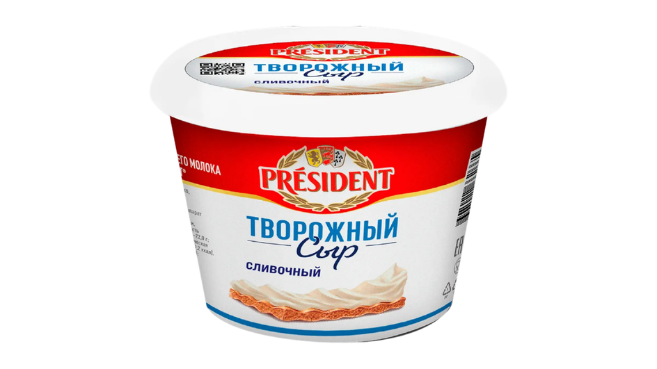 Творожный сыр фирмы President серия сливочный