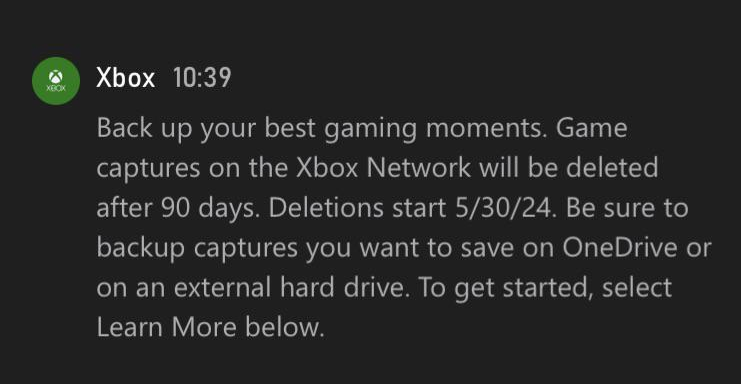 Уведомление Xbox