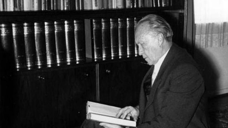 Конрад Аденауэр читает в своем доме в Рёндорфе, 1951 год