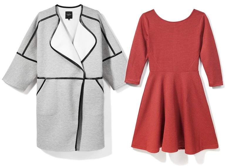 Слева: хлопчатобумажное пальто, 3999 руб.; справа: платье, 699 руб. (все — Reserved)