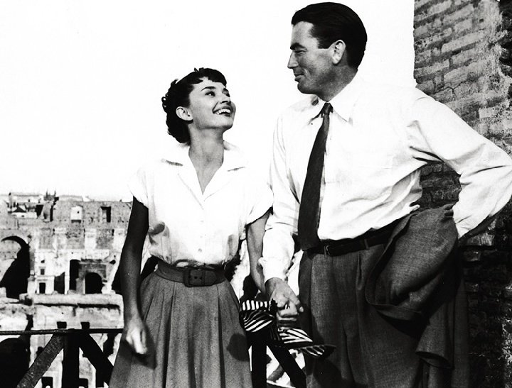 Одри Хэпберн и Грегори Пек в фильме «Римские каникулы», 1953 г.