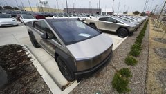 Tesla Cybertrucks are seen parked at a dealership Wednesday, March 12, 2025, in Plano, Texas. (AP Photo/Julio Cortez)