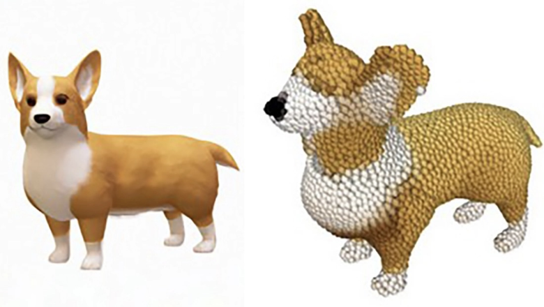Слева – фотография собаки, справа – ее трехмерная версия. Фото: OpenAI