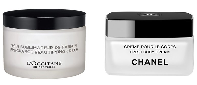Кремы, продлевающие звучание ароматов: Fragrance Beautifying Cream, L'Occitane; Fresh Body Cream, Chanel.