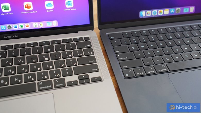 Слева MacBook Air (M1), справа MacBook Air (M2)
