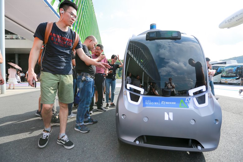 Беспилотное авто, разработанное компанией Cainiao Network китайского гиганта электронной коммерции Alibaba Group, Юньци, Ханчжоу, 2018 год. Фото: Depositphotos
