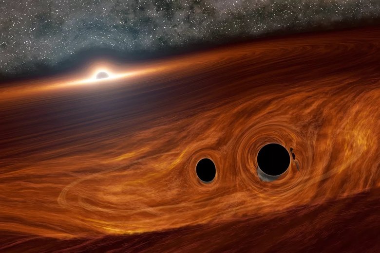 Это не реальная фотография, а визуализация слияния двух черных дыр