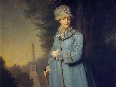 «Екатерина II на прогулке в Царскосельском парке» (1794 год), В. Л. Боровиковский