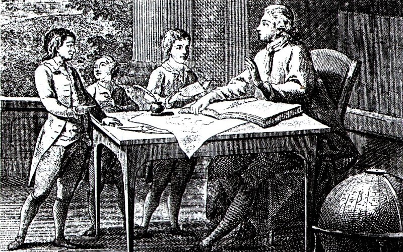 Учитель с учениками. Гравюра начала XIX века