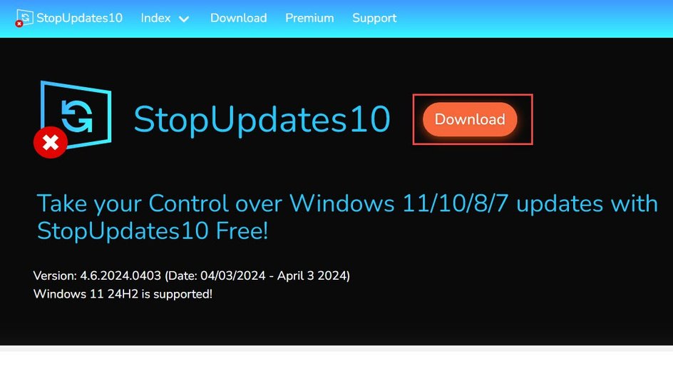 Скриншот программы StopUpdates10