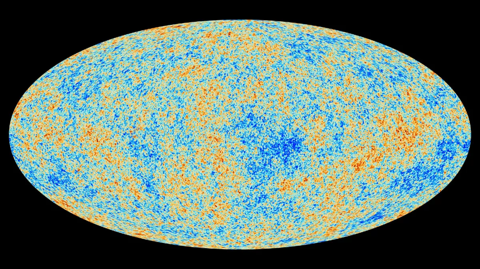 Изображение космического микроволнового фонового излучения, заполняющего Вселенную.